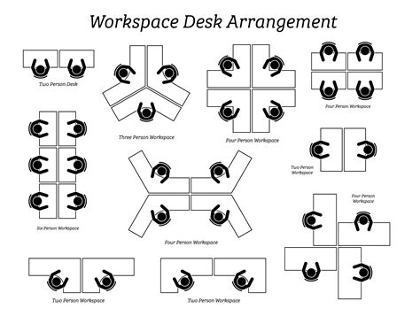 Workspace Desk Arrangement In Office And Company Pictogram Icons