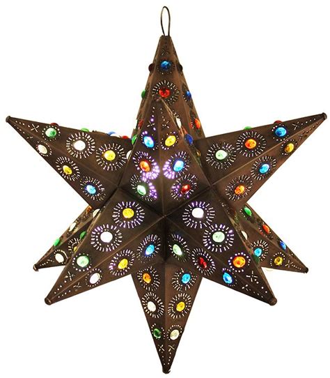 Mexican Tin Lighting Collection Ixtapa Star Wmarblesoxidized Finish