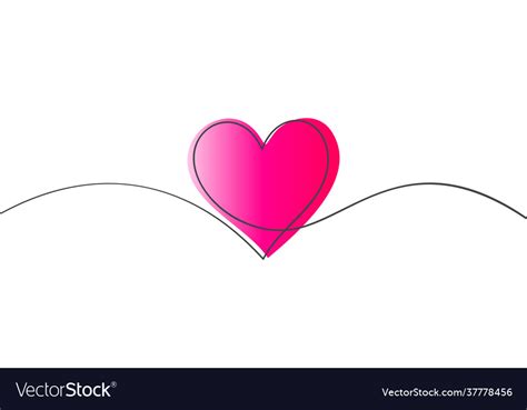 Heart Continuous One Line Drawing Bright Vector Image