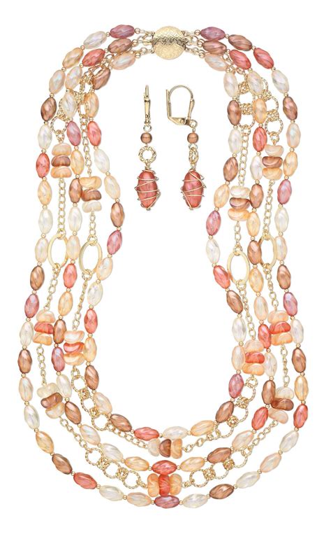 Jewelry Design Multi Strand Necklace And Earring Set With Czech