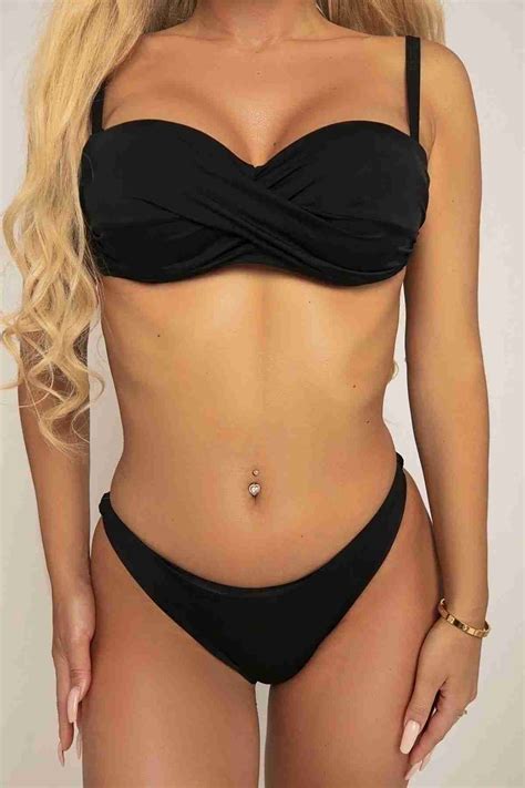 Angelsin Şık Bikini Üstü Siyah