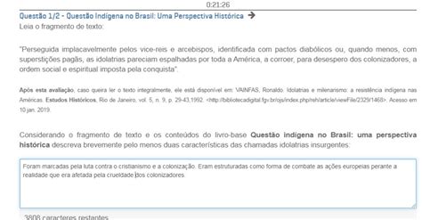 PROVA DISCURSIVA REGULAR QUESTÃO INDÍGENA NO BRASIL UMA PERSPECTIVA