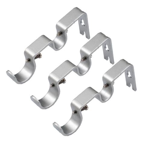 Supports Fixation Murale pour Tringle à Rideau Réglable 3x argent