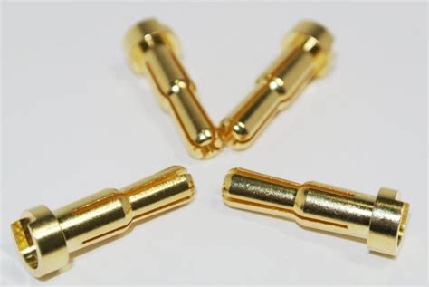 4pk Low Profile 4mm 5mm Gold Plated Tapered Bullet Lipo Battery