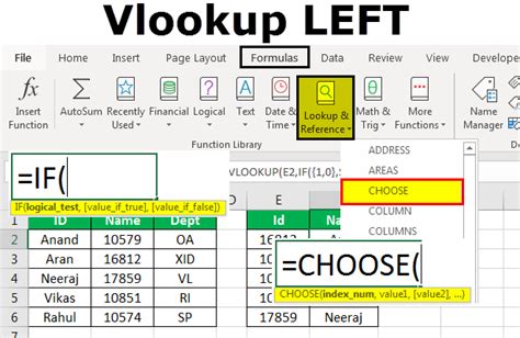 Vlookup To The Left In Excel Using Excel If And Choose Function