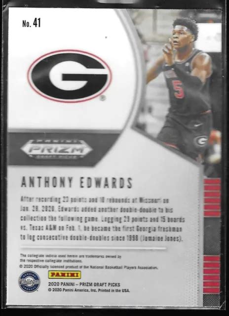 ANTHONY EDWARDS 2020 21 Panini Prizm Draft Picks Recrue Base RC 41 EUR