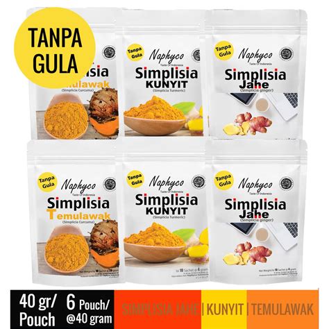 Jual Naphyco Simplisia Kunyit Jahe Temulawak 40 Gr X 6 Pouch Paket