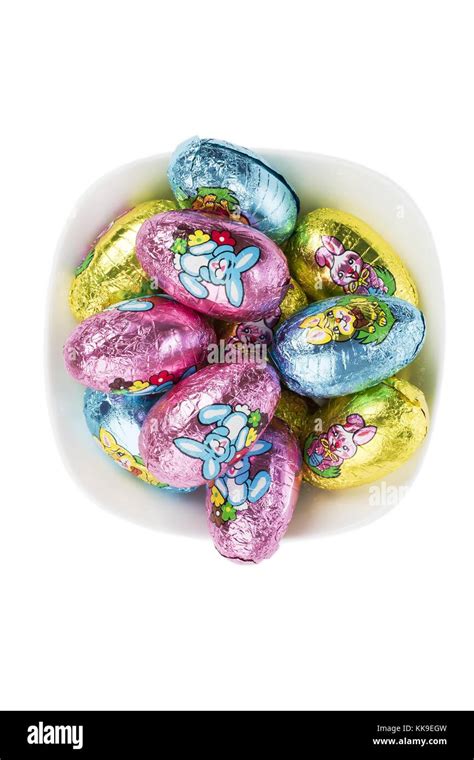 Easter Chocolate Eggs In A Bowl Stock Photo Alamy