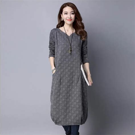 Plus Size Women Autumn Winter Dresses New Fashion Casual Loose