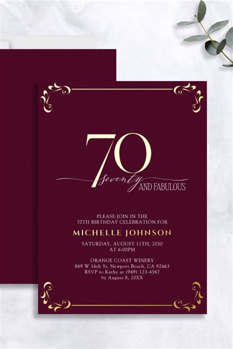 An Elegant 70th Birthday Party Invitation