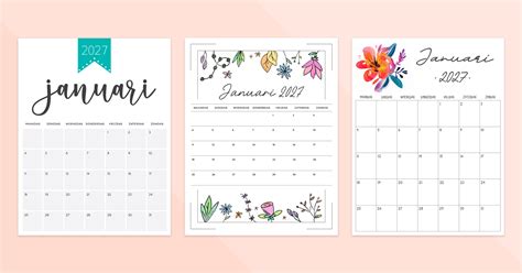 kalender januari   sjablonen voor afdrukken