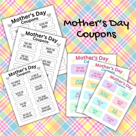 Mothers Day Printable Coupons Mothers Day Coupon Book T For Mom