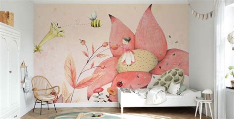 Çiçek ve Kız Çocuk Odası Duvar Kağıdı Gece Kids Room Çocuk Odası