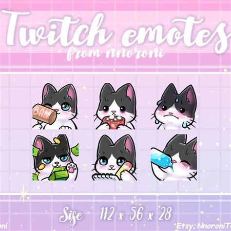 Set White Sailor Moon Cat Twitch Emotes Sub Badges Bit Etsy