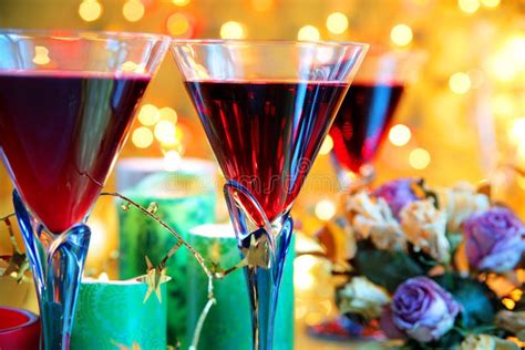 Red Wine In Glasses And Candle Lights Stock Image Image Of Glass Birthday 20469891