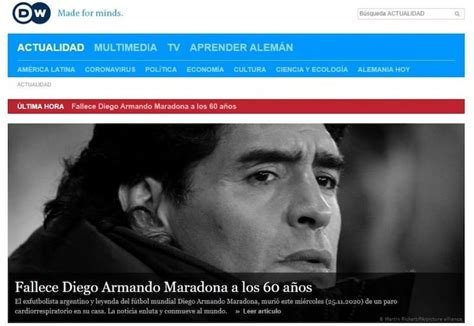 La Muerte De Diego Maradona Noticia Principal De Todos Los Medios Del