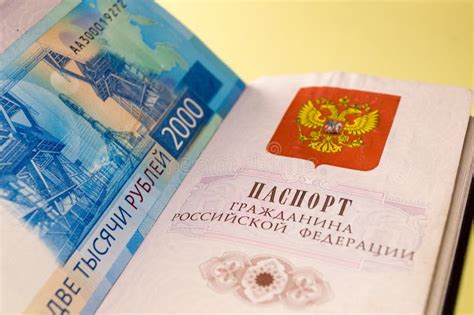 Russian Passport And Blue Banknote Editorial Photo Image Of