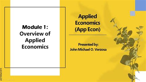 Shs Abm Applied Economics App Econ Module 1 Overview Of Applied