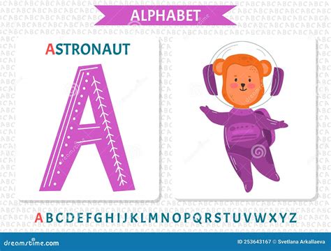 English Alphabet With Cartoon Cute Children Illustrations Kids