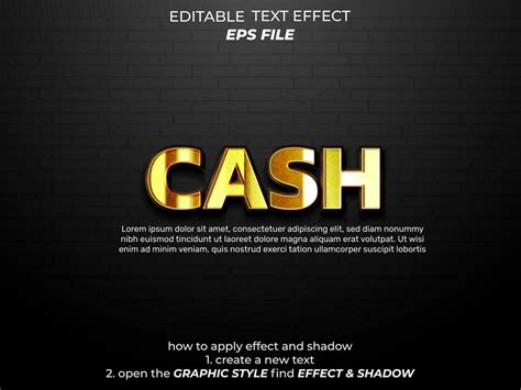 Cash Text Effect Typography 3d Text Vector Template 25695389 Vector