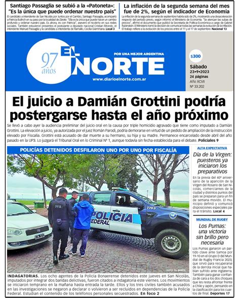 Tapa Del D A S Bado De Septiembre Diario El Norte San Nicol S