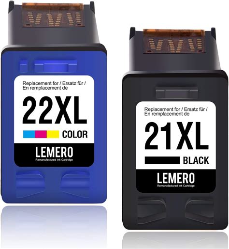 2 LEMERO Remanufactured Ink Cartridges For HP 21 22 XL For HP Deskjet