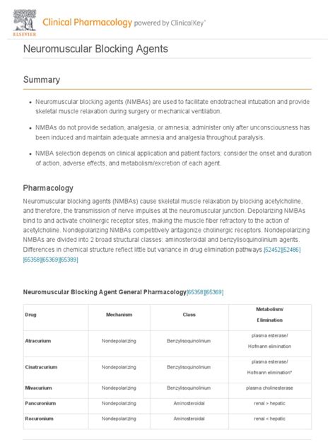 Neuromuscular Blocking Agents: Pharmacology | PDF | Medicine | Physiology