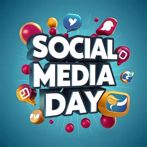 Premium Photo Social Media Day Background Design With Text