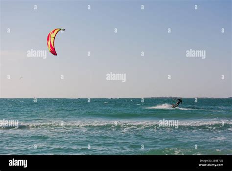 Kitesurfing Kiteboarding Action Photos Sea Sport Extreme Stock Photo