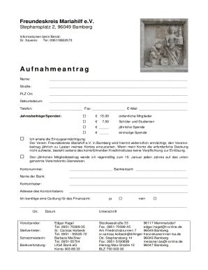 Ausf Llbar Online Aufnahmeantrag Doc Fax Email Drucken Pdffiller