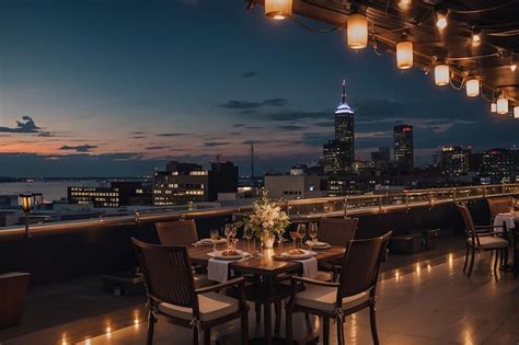 Premium AI Image | Rooftop Jazz Club Dining Skyline Serenade Live Jazz ...