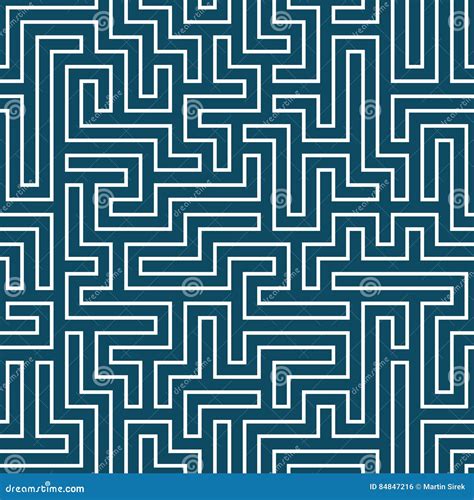 Vector Graphic Abstract Geometry Maze Pattern Blue Seamless Geometric