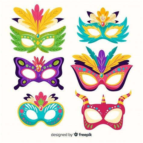 Colecci N De Antifaces De Carnaval Dibuj Free Vector Freepik