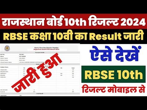 Rajasthan Board 10th Class Ka Result Kaise Check Kare RBSE 10th