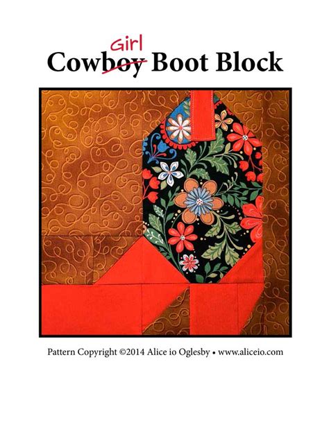 Cowboy Boot Quilt Block Pattern (Instant digital PDF download)