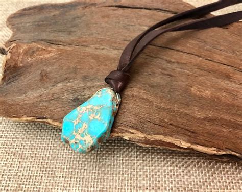 Turquoise Sea Sediment Bohemian Choker Southwestern Leather Necklace