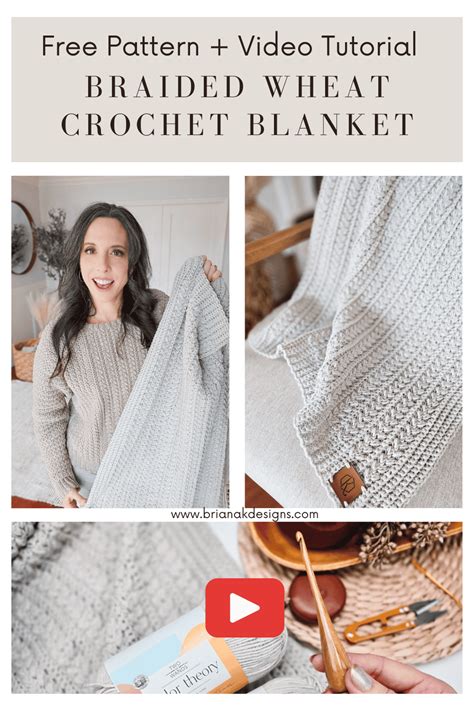 Braided Wheat Crochet Blanket Pattern Briana K Designs