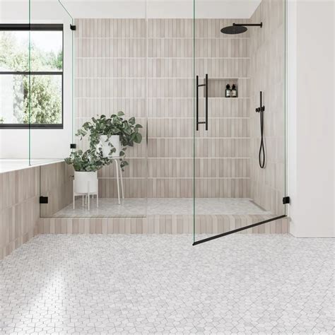 Bedrosians Monet Honed Marble Mosaic 9 Tile White Carrara Wall