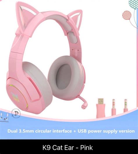 Onikuma K Pink Cute Cat Ear Headphone Gaming Headset Mm Jack Usb