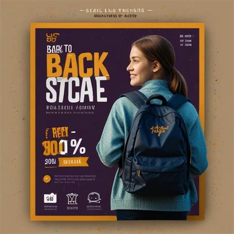 A Woman With A Backpack On Her Back Stands In Front Of A Poster That