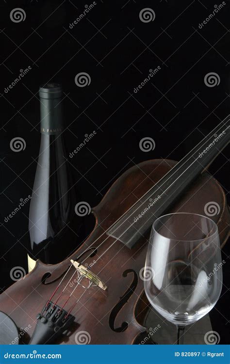 Violin With Wine Bottle And Glass Stock Image Image Of Music