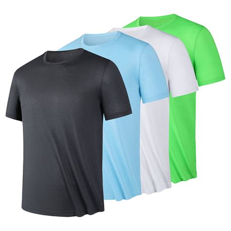 cllios 4 PC Mens Shirts Quick Dry Moisture-Wicking Tshirts Short Sleeve