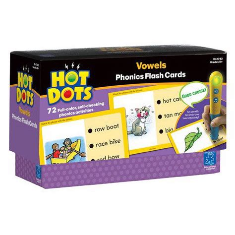 Educational Insights Hot Dots Phonics Flash Cards Vowels