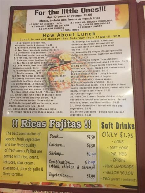 Menu At Los Arcos Mexican Resturant Restaurant Macon Us