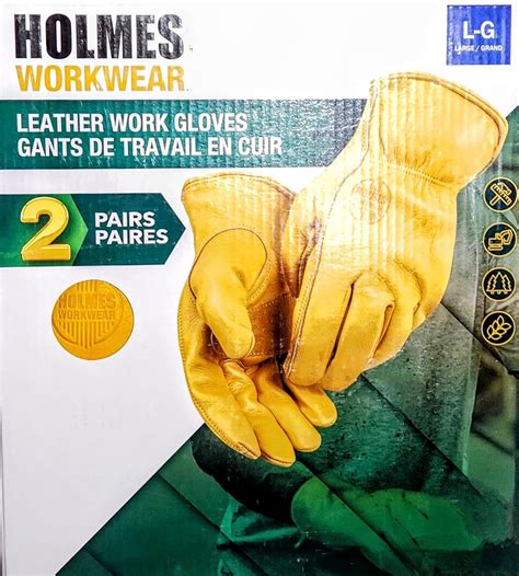 Leather Work Gloves 2 Pairs Size Large Made With Soft Cowhide By