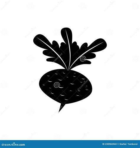 Silhouette Of Beet With Leaves Vector Icon And Clipart Black And