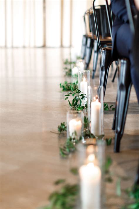 Romantic Ceremony Aisle Candles Greenery The BRIX On The Fox