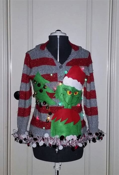 Items Similar To Custom Order Grinch Hysterical Tackyugly Naughty Christmas Sweater Light