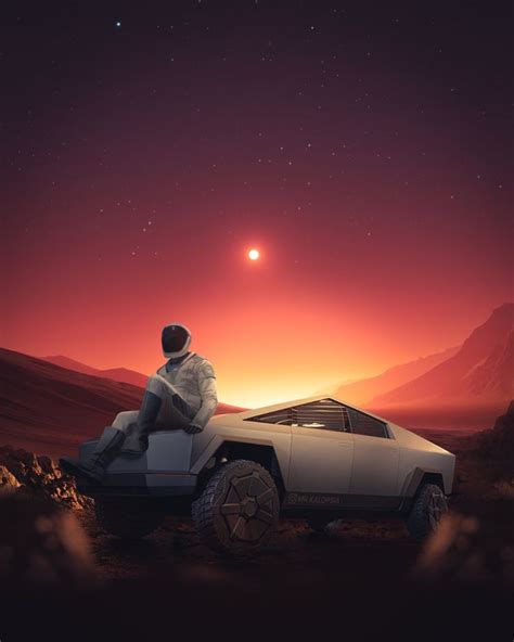 Starman Resting At His Tesla Cybertruck On Mars By Eashan Misra Tesla