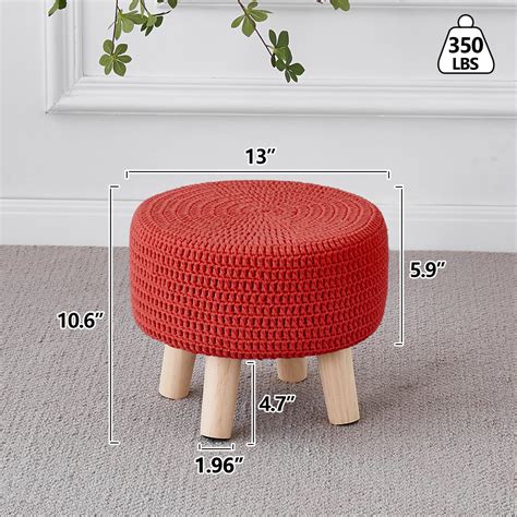 Wimarsbon Pouf Ottoman Cotton Knitted Boho Footstool Round